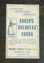 Vintage 1900 Baker&#39;s Breakfast Cocoa Walter Baker &amp; Company Original Ad ... - £5.23 GBP