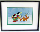 Mickey and Minnie Mouse &quot;Sleigh Ride&quot; Disney Sericel Framed Christmas COA  - $296.01