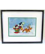 Mickey and Minnie Mouse &quot;Sleigh Ride&quot; Disney Sericel Framed Christmas COA  - £231.43 GBP