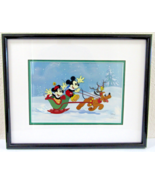 Mickey and Minnie Mouse &quot;Sleigh Ride&quot; Disney Sericel Framed Christmas COA  - $296.01