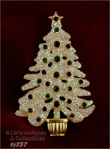 Signed Eisenberg Ice Christmas Glitter Tree Pin (#J857) - £39.96 GBP