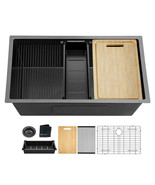 Gunmetal Black Workstation Sink: 32&quot; 18 Gauge Steel - $6,911.15 MXN
