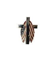 American US USA Flag Christian Cross God Bless Patriotic Lapel Pin - $4.94