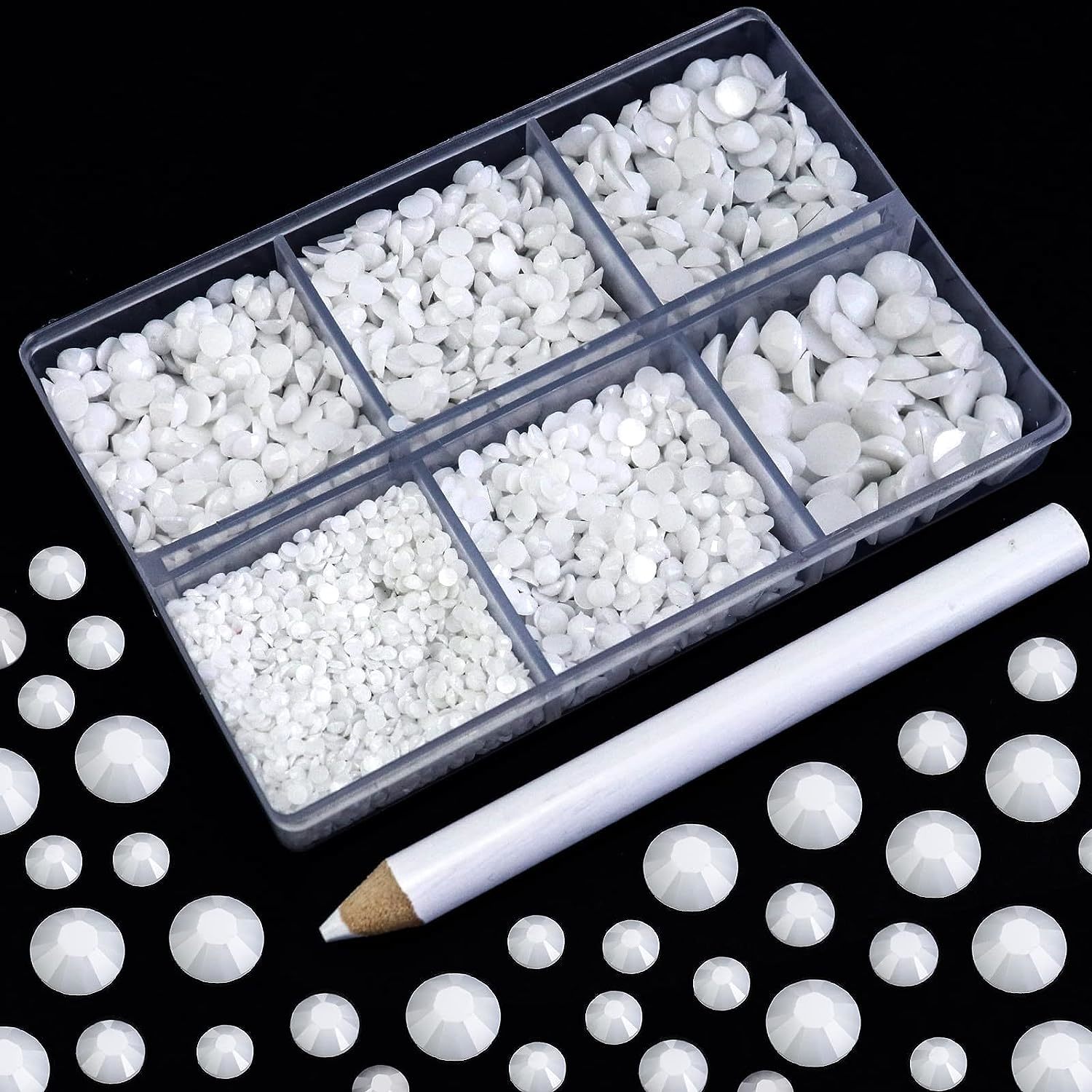 Primary image for 4500Pcs Resin Flatback Rhinestone, 2Mm 3Mm 4Mm 5Mm 6Mm Solid White Flatback Rhin