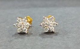 0.26Ct Diamante Auténtico Redondo Pendiente 18k Oro Amarillo Macizo Regalo Su Y - £553.95 GBP