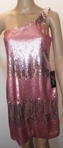 Profile Junior Miss Dress Size L - Pink Sequined Cocktail - One Shoulder - $27.82