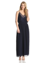 NEW Maison Scotch &amp; Soda Navy Blue Eyelash Lace Maxi Dress/Gown (Size XS) - £39.83 GBP