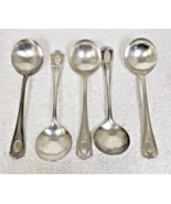 5 Antique Oneida Community Louis XVI Silverplate Flatware Soup Spoons w ... - $24.26