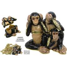 3 Wise Monkeys Trinket Box with Austrian Crystals - £47.41 GBP