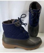 Sperry Duck Boots Blue Brown Rubber Bootie Waterproof Lace Up Zipper Wom... - $376.73 MXN