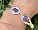 925 Sterling Silver Plated Natural Amethyst Cuff Bangle, Bracelet Jewelry 1 - £15.11 GBP