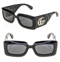 GUCCI MATELASSE 0811 Shiny Black Quilted Chunky Sunglasses GG0811S 001 Marmont - $373.23