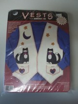 Applique Vests Black Black Cats Vest S-XXL Patterns New in Package - $12.48