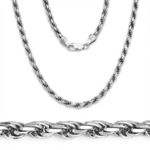 Mens Solid Rope Chain Necklace 925 Sterling Silver Italy Made Multiple Sizes - £13.88 GBP