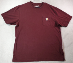 Carhartt T Shirt Mens Size Large Maroon Knit Short Sleeve Crew Neck Logo... - £10.94 GBP
