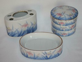 Otagiri OMC Japan Blue with Pink Iris Bathroom Vanity Set   #2507 - $48.00