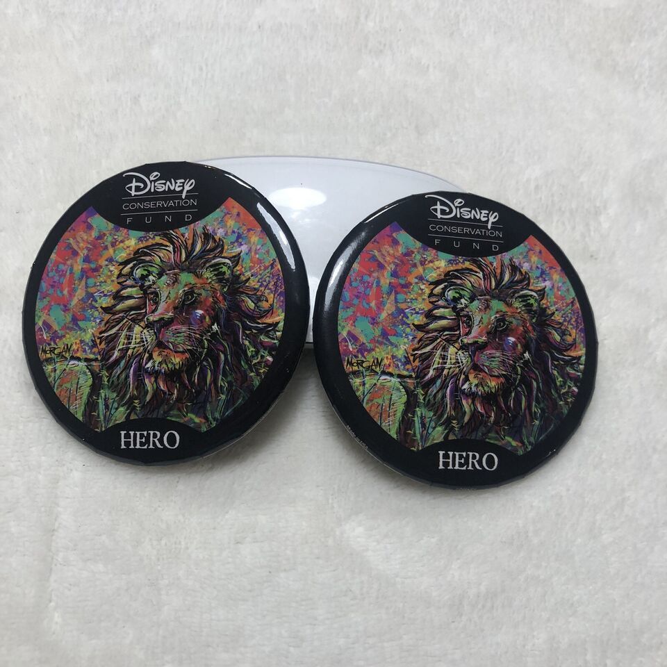 2019 Disney Fund Hero Lion King Animal Kingdom Pin Pinback Button lot of 2 - $7.92