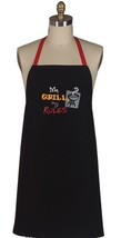 Kay Dee designs chef apron black My grill my rules mens womens w4005 - $435.49 MXN