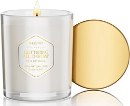 M&amp;SENSE 11.3oz Rose Patchouli Candle, Long-Lasting Soy Wax Jar for Relax... - $19.79