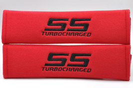 2 pieces (1 PAIR) Chevy SS Turbocharged Embroidery Seat Belt Cover Pads (Red) - $16.99