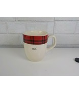 RAE DUNN Red/White w/ Plaid Top GULP Coffee Mug Cup 16 Oz By Magenta - £10.19 GBP