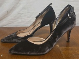 Sam Edelman Tia Womens Grey Velvet Heel Size 10 Ankle Strap Pumps Shoes - $49.95