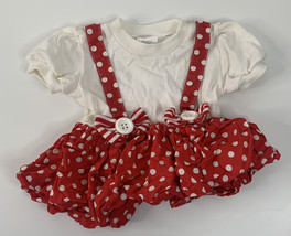 Buster Brown Vintage 12m baby red white polkadot overall short sleeve dress O9 - £15.26 GBP