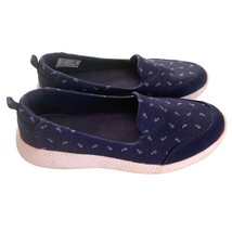 Lands End Womens Size 9 B Navy Blue Print Flat Slip On Sneaker Shoes Lig... - $22.76