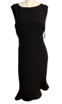 NWT Kasper Black Sleeveless Knit Dress with Peplum Hem Lined Size 16 - £49.72 GBP