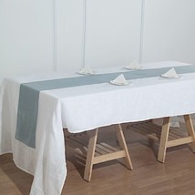 Dusty Blue 12X108&quot;&quot; Premium Polyester Table Runner Faux Burlap Wedding P... - £8.94 GBP