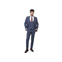 Men 3pc European Suit WESSI by J.VALINTIN Extra Slim Fit JV33 Navy Window Pane image 8