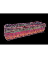 Vintage Basket Long Small Woven Colorful Rainbow Stripe Bread Key Pen Ho... - $50.95 CAD