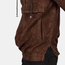 Kenton Hooded Mocha Suede Pullover Jacket - £127.33 GBP