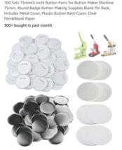 100 Sets 75mm3 inch Button Parts for Button Maker Machine 75mm - $29.58