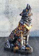 Ebros Steampunk Silver Alpha Wolf Howling Statue with Gears Base 7.5&quot;H F... - $26.99