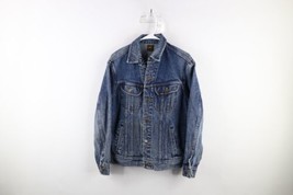 Vintage 90s Lee Mens Large Distressed Acid Wash Denim Jean Trucker Jacket USA - £51.76 GBP