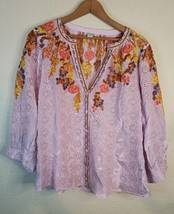 Sundance Lilac Embroidered “Jasmine Blooms Top” Size XS Floral VIBRANT - £32.37 GBP
