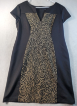 Connected Apparel Sheath Dress Womens Large Black Sleeveless V Neck Back Zipper - £13.62 GBP