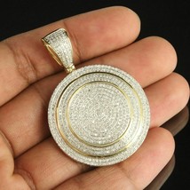 1.50 Karat Runde Künstlicher Diamant Charm Anhänger 14K Gelb Vergoldet - £111.10 GBP