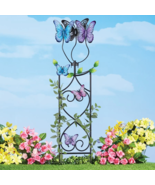Windmill Spinning Butterfly Trellis Garden Stake Metal Outdoor Lawn Yard... - $36.46