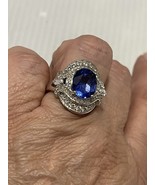Blue Topaz Rhodium Over Sterling Silver Ring size 8 - $1,136.85 MXN