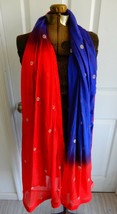 Lovely vintage red, purple &amp; silver tone long sheer scarf headwrap - $20.00