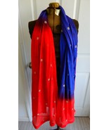 Lovely vintage red, purple &amp; silver tone long sheer scarf headwrap - $27.74 CAD