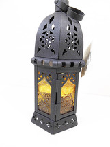 Candle Lantern Outdoor Moroccan Candles Lanterns Amber Glass Hanging Table Lamp - £13.52 GBP