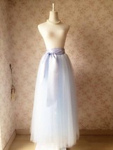 LIGHT BLUE Floor Length Tulle skirt Women Plus Size Wedding Tulle Skirt
