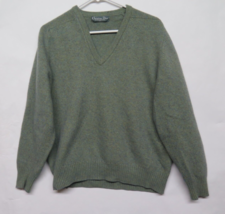 Vtg Mens Christian Dior Boutique Green 100% Cashmere V Neck Sweater Scotland - £189.80 GBP