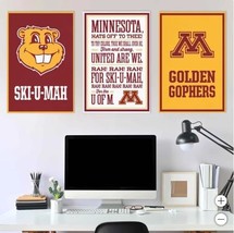 Minnesota Golden Gophers Wall Art Maroon Gold NCAA 3-Piece Adhesive Canvas - $79.99
