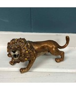 Vtg 4” trinket box LION Enamel Rhinestone SAFARI Animal king of the jungle - $55.54