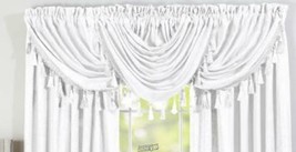 Morgan Rod Pocket Valance White 48&quot;W x 37&quot;L Machine Washable Polyester Fabric - £15.22 GBP