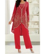 Women&#39;s Church Mother of Bride Groom Wedding party 3PC duster pant suit ... - £149.58 GBP